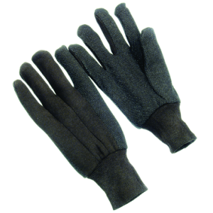 Brown Jersey Dotted Gloves - Large (pair)